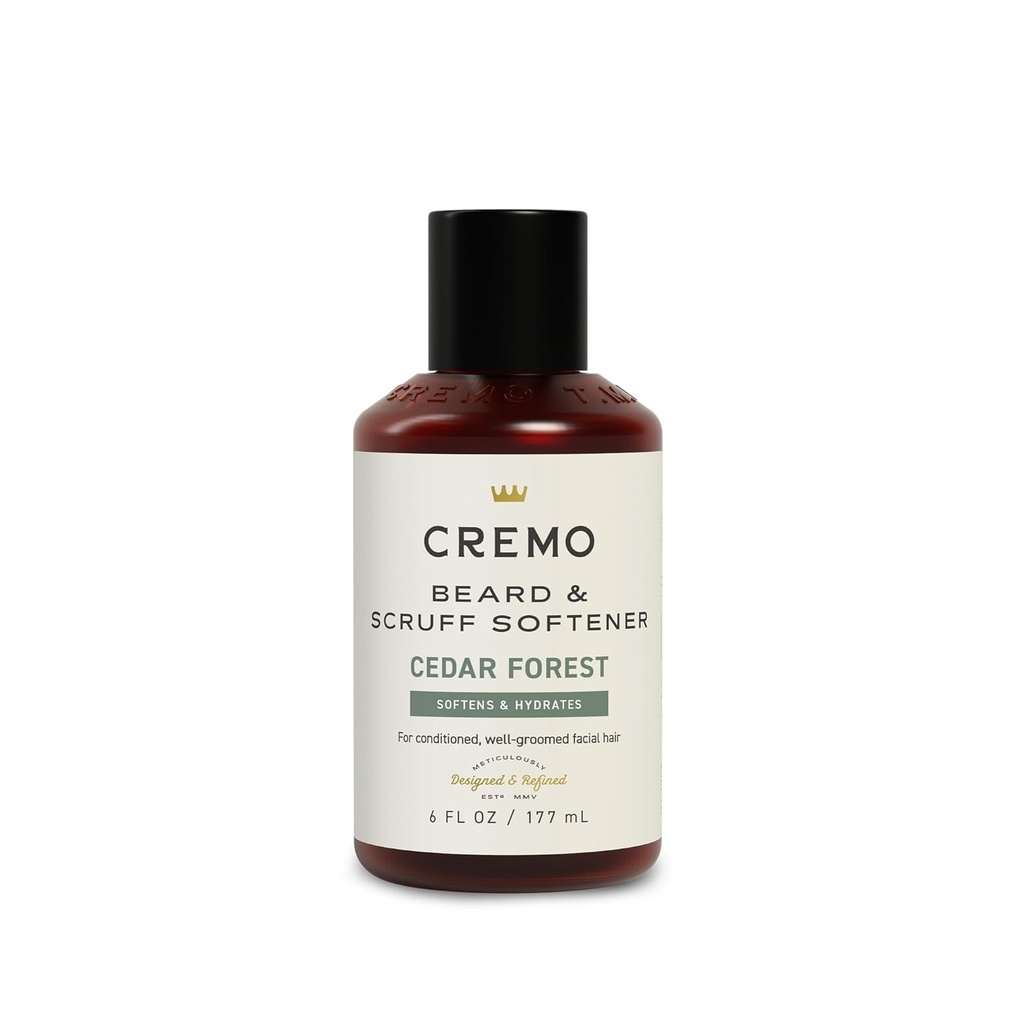 Cremo Cedar Forest Beard & Scruff Softener, Softens and Conditions Coarse Facial Hair of All Lengths in Just 30 Seconds, 6 Fluid Ounce