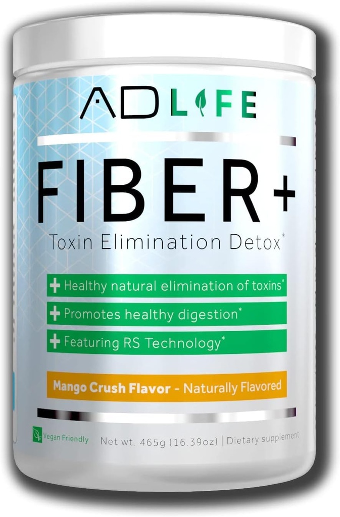 Project AD Fiber+ Vegan Fiber Supplement Powder, stöder Gut Health och Digestive Regularity (Mango, 16.4 oz)