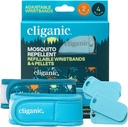 Cliganic Mosquito Repellent Pack (2 armband + 4 Refill Pellets) - Justerbar, naturlig DEET-Free, Essential Oil Infused