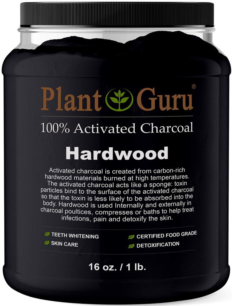 Aktiverad Charcoal Powder Bulk - 1 lb. Jar - Hardwood - Food Grade Kosher Non-GMO - Teeth Whitening, Facial Mask och tvål Making. Främjar naturlig avgiftning och hjälper matsmältning