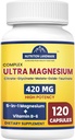 Magnesium Complex Supplement with Vitamin B6, 2 Month Supply of 420mg 5-in-1 Magnesium Oxide, Taurate, Malate, Citrate, Glycinate Max Absorption Magnesium Supplement for Calm, Sleep & Leg Cramps