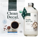 Natural Force Organic Clean Decaf Coffee + Creamy Vanilla MCT Oil Bundle - smaksatt MCT Creamer & Mold & Mycotoxin Free Coffee - Non-GMO, Keto, Paleo och Vegan - 12 Oz Bag och 16 Oz Glas flaska