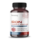 Liposomal Iron med vitamin C, Folic Acid, B12, B6, B1 - Support Energy & Red Blood Cell Formation - Gentle Formel - 180 kapslar - Non-GMO, Gluten-Free - Tillverkad i USA