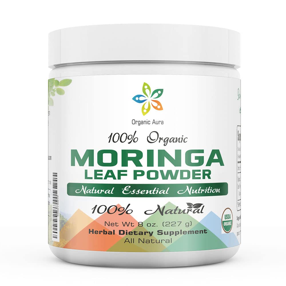 Certifierad organisk Moringa Leaf Powder-8Oz. USDA Certified Organic. Naturligtvis ökar energi, metabolism och immunitet. 100% ren och rå. Green Whole Superfood Ingen GMO, Gluten Free.