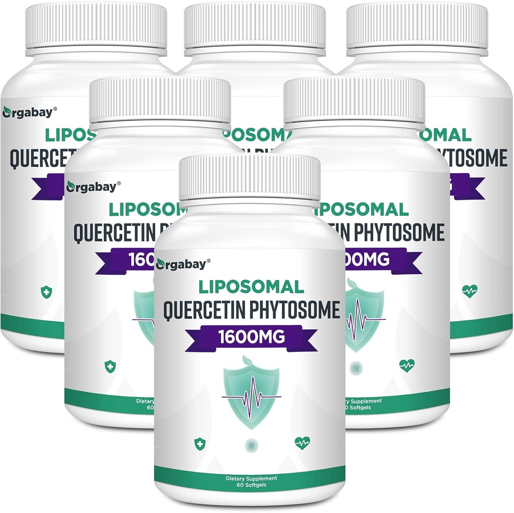 Orgabay Liposomal Quercetin Phytosome 1600 mg,Bromelain 200mg,Zinc 30mg, Vitamin C Turmeric 40 mg, Högsta Absorption, Quercetin Complex, 360 Softgels