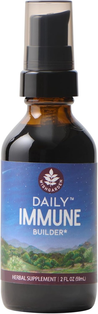 WishGarden Herbs Daily Immune Builder med Black Elderberry & Astragalus - Daily Immune Support Formel för vuxna, Herbal Immune System Booster med Elderberries, 2oz