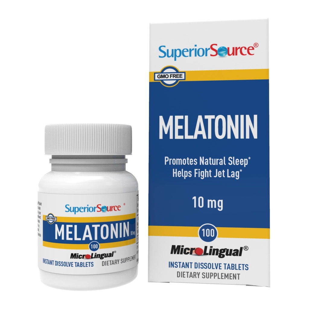 Superior Source Melatonin 10 mg - Hälsosam sömnstödstillägg för vuxna - Melatonin Formel med kamomillhjälpmedel Relaxation & Restful Sleep - 100 Sublingual Dissolving Tablets