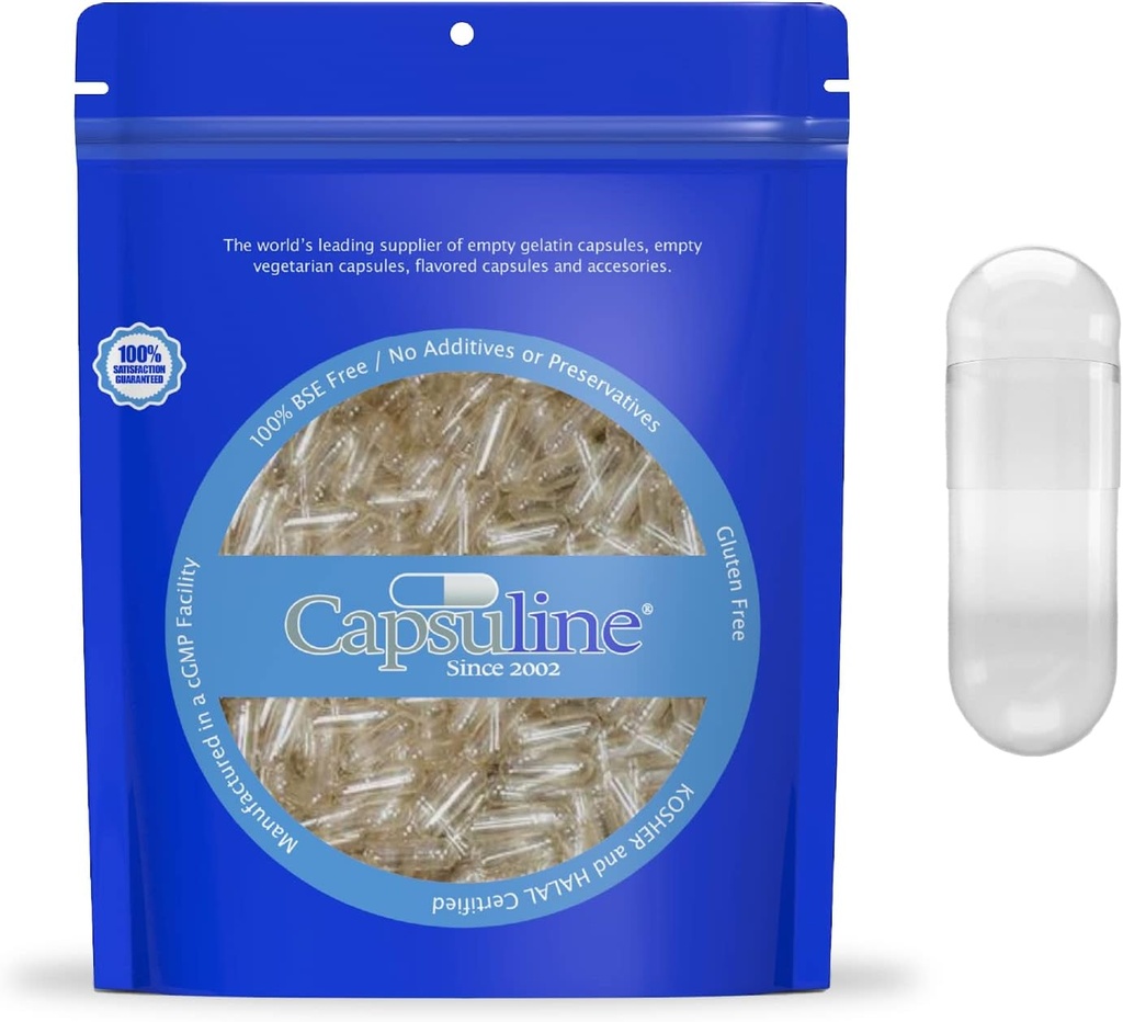 Capsuline, Size 0 Separated Capsules - 5 000 greve vegetariska tomma kapslar separerade i väskor - Tomma kapslar - för DIY Supplement Fyllning