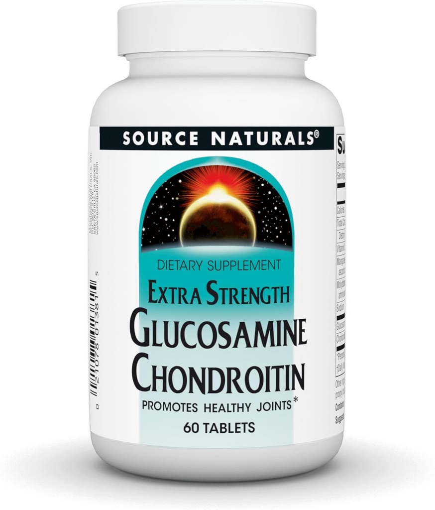 Källa Naturals Extra Strength Glucosamine Chondroitin, främjar hälsosamma gemensamma *, 60 tabletter