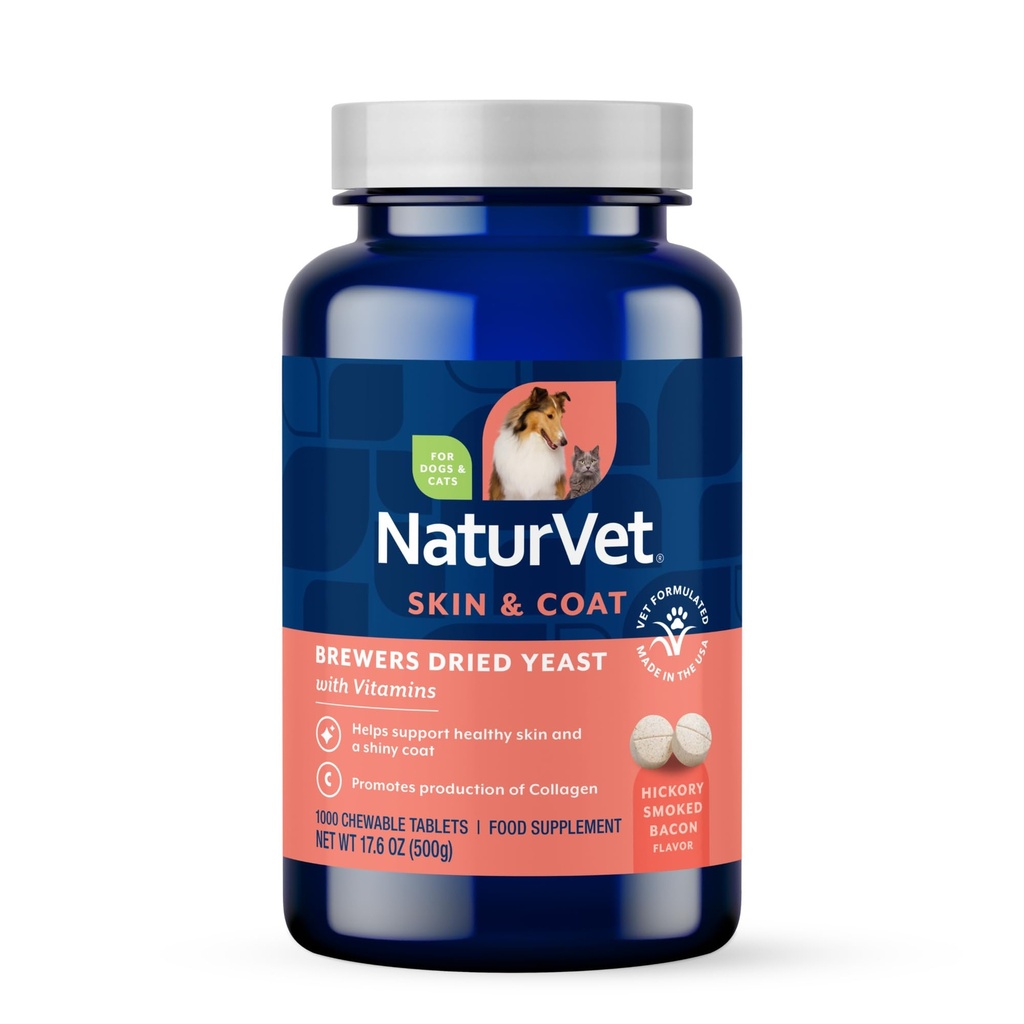 NaturVet Brewers Torkade jästformel med vitlök smaksättning Plus vitaminer för hundar och katter, tuggbara tabletter, tillverkade i USA med globalt källa ingredienser 1000 greve
