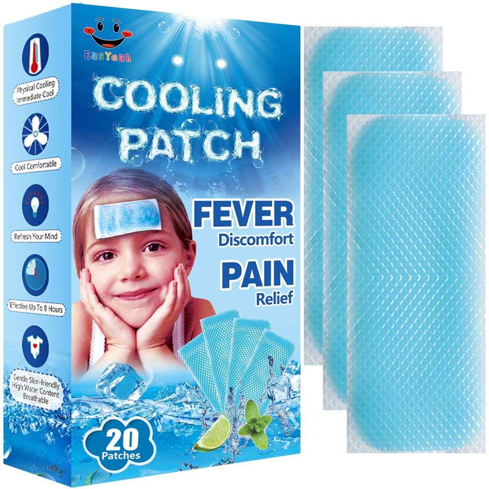 20 Sheets EasYeah Kid Fever Patches for Kids Fever Discomfort & Pain Relief, Cooling Relief Fever Reducer, Soothe Headache Pain, Pack av 20