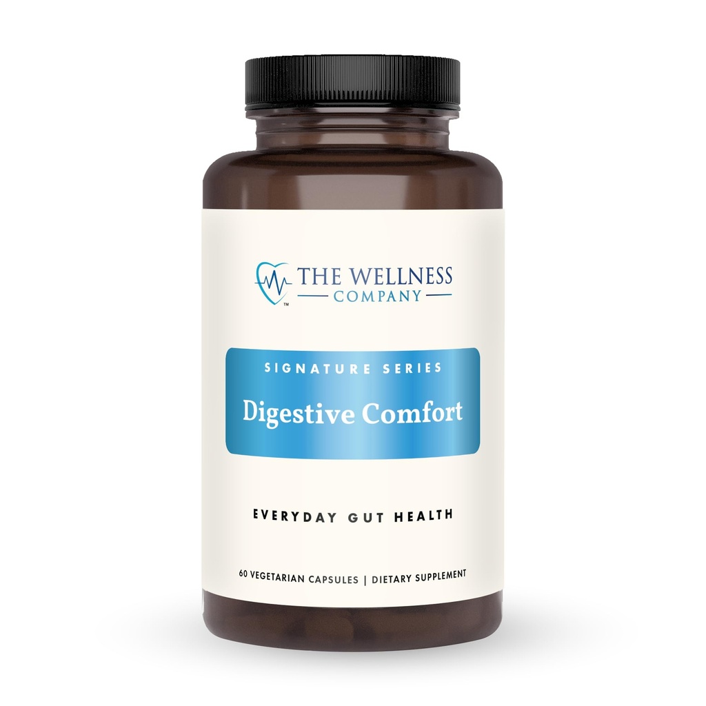 The Wellness Company Digestive Comfort - Bloat & Gas Relief, Anti-Heart Burn, IBS, Fast Acting, Gut Health - 5 Enzymes, Peppermint & Ginger Root | 60ct (1 Month Supply)