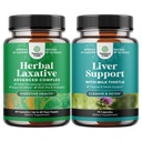 Bundle of Herbal Laxative Capsules with Probiotics and Liver Cleanse Detox & Repair Formel - Natural Colon Detox Digestive Support System - Herbal Liver Support Supplement with Milk Thistle
