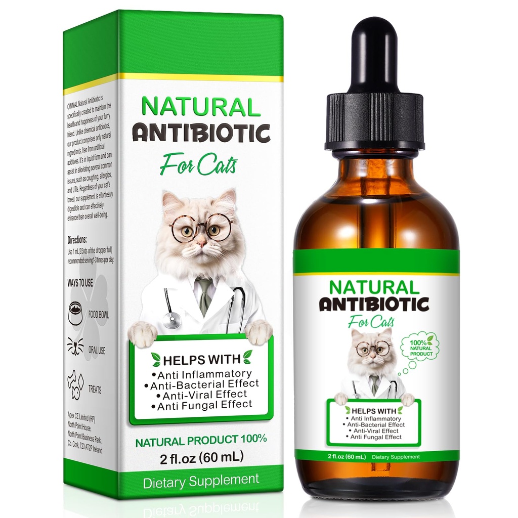 Katt Antibiotika, Antibiotika för katter, Naturkatt Antibiotika Multivitamin Herbal Supplements 60ml