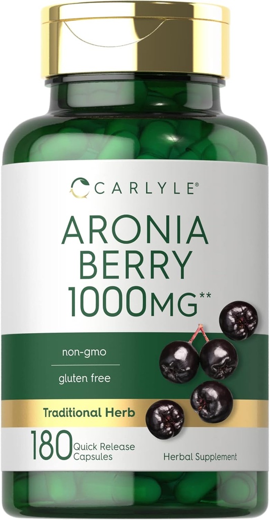 Carlyle Aronia Berry Capsules 1000mg | 180 piller | Chokeberry Extract | Non-GMO & Gluten Free Supplement