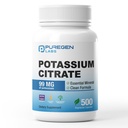 Puregen Labs Potassium Citrate 99 mg Elemental Potassium Supplement | No Harmful Additives | Non-GMO, Gluten Free | Made in USA - 500 Vegetariska kapslar