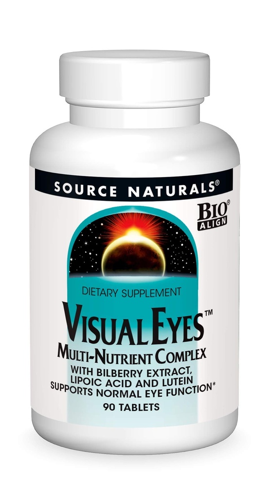 Source Naturals Visual Eyes Dietary Supplement - Multi-Nutrient Complex with Bilberry Extract, Lipoic Acid and Lutein - 90 Tablets