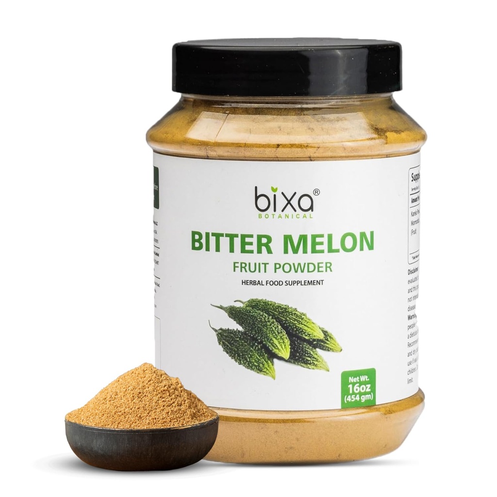 Bixa Botanical Bitter Melon Powder | Ayurvedisk ört hjälper till att förbättra leverfunktionen | Herbal Supplement för hud och mage -1 pund (16 Oz / 454 GRM)
