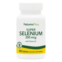NaturesPlus Super Selenium Complex - 200 mcg, 90 vegetariska tabletter - Essential Mineral Supplement med vitamin E - främjar hälsosam sköldkörtel - Antioxidant - Glutenfri - 90 portioner