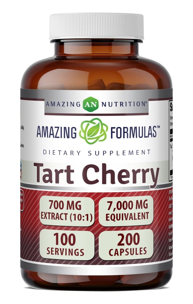 Fantastiska formler Tart Cherry Extract 700 Mg Extract (10:1) Per Servering Capsules Supplement | Likvärdigt till 7000 Mg | Non-GMO | Gluten Free | Made in USA (1 Pack | 200 greve)