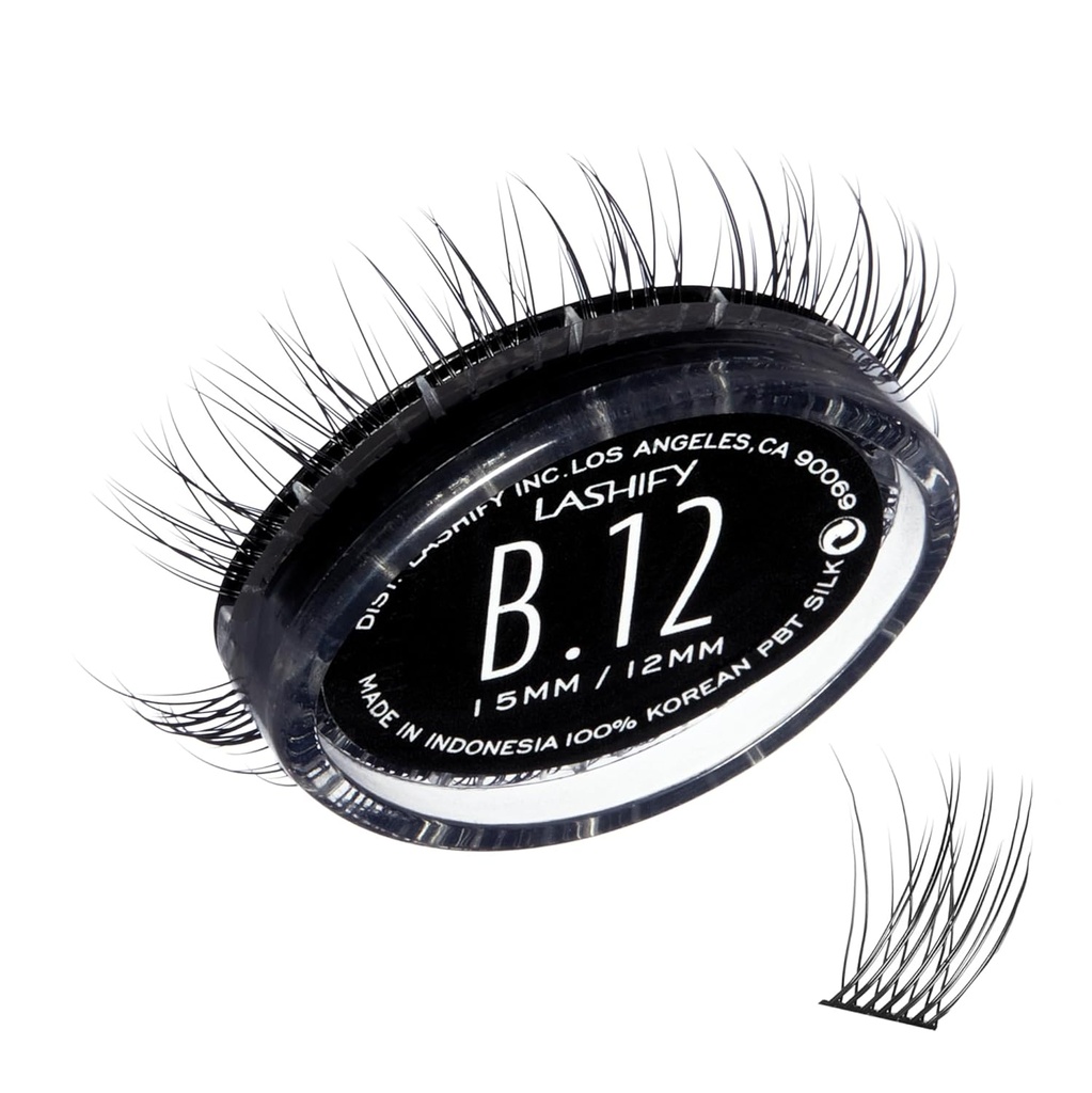 Lashify Bold 12mm Gossamer DIY Eyelash Extensions Refill, Black, Easy False Eyelashes för en naturlig look