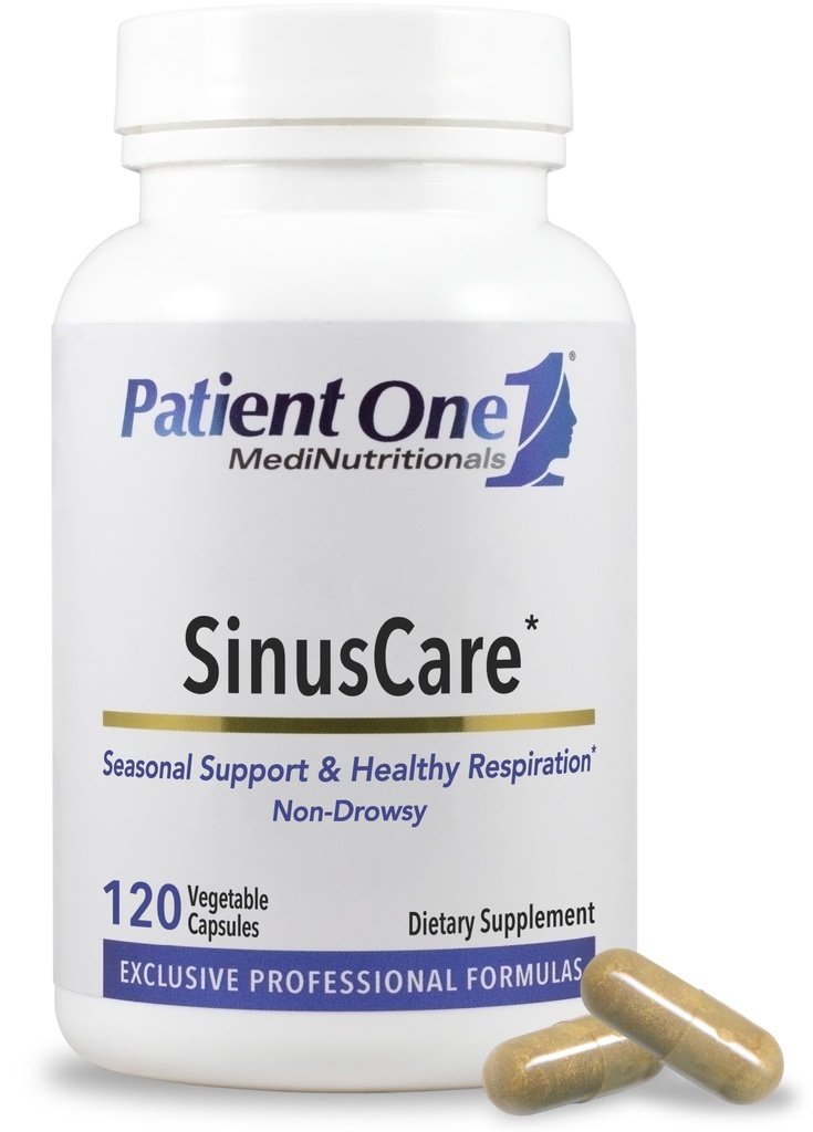 Patient One SinusCare | Tillägg för att stödja hälsosam Sinus, Nasal, Lung och andningsfunktion * | med NAC, Quercetin och mer | 120 kapslar