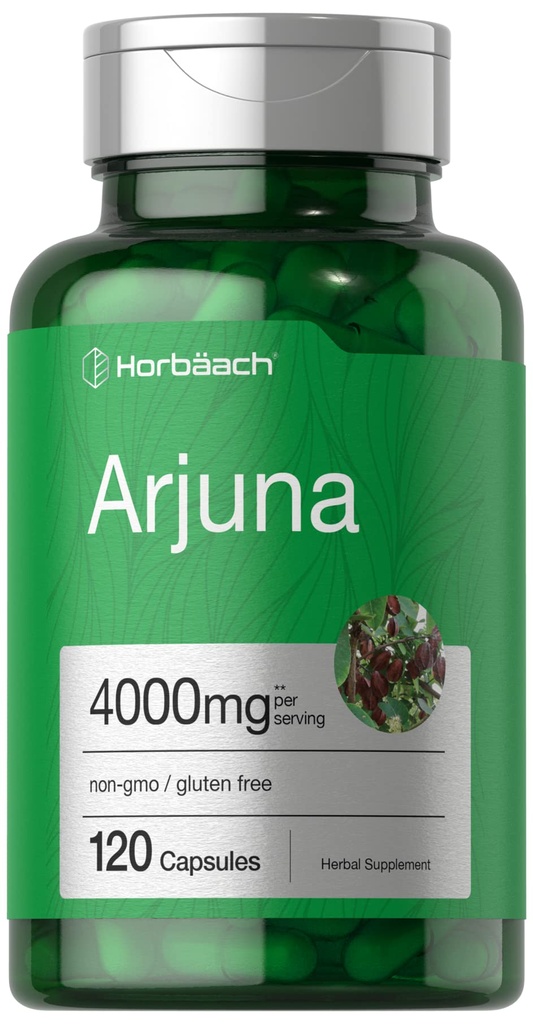 Horbaach Arjuna Capsules 4000mg | 120 greve | Non-GMO, Gluten Free | från Arjuna Bark Herb Extract
