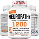 Neuropati Support Supplement med 1200 mg HP-99 Alpha Lipoic Acid - Max Styrka ALA Nerve Formel för fötterna händer fingrar Legs - Ultra Potent 18 i 1 Naturlig Perifer Nerve Vitaminer - 180 kapslar
