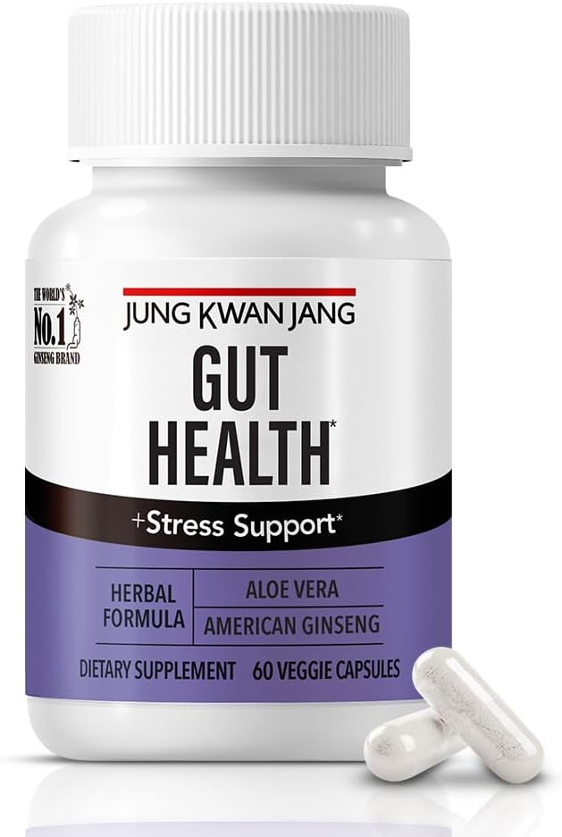 JungKwanJang Gut Health Support with Aloe Vera (833mg) and American Ginseng for Gut Health, Digestion, Immunity, 60 Capsules for Men and Women