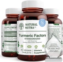 Natural Nutra Turmeric Curcumin med 95% Curcuminoids Extract Supplement med Rosemary för hjärnhälsa, förbättrar minnet och förbättrar koncentration, förbättrar matsmältningen 350 mg, 30 Vegan tabletter