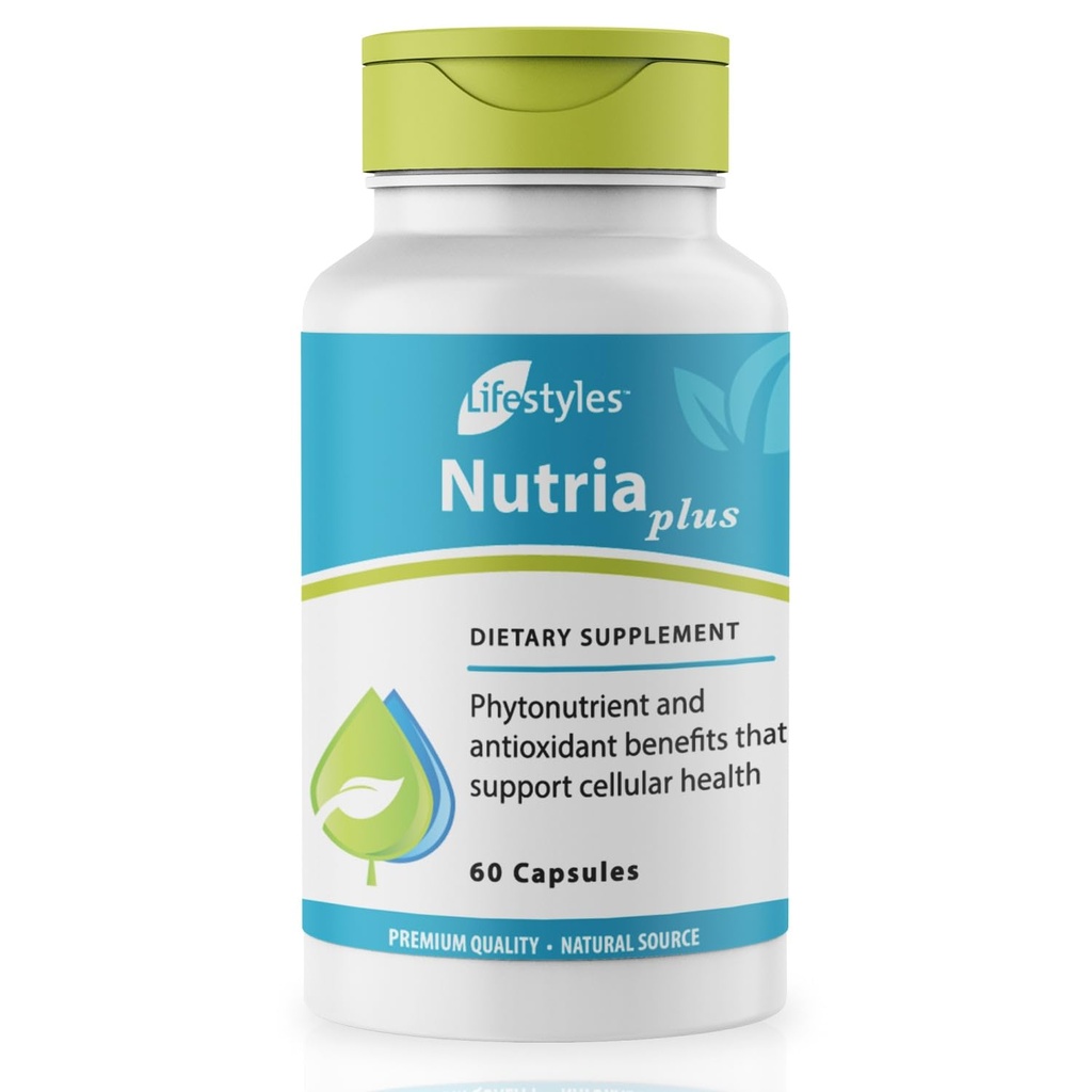 Livsstilar NutriaPlus Antioxidant Supplement - Herbal Immune Support & Multivitamin med Selen, Vitamin C, Grönt te, vitlök och mer - Tillverkad i Kanada - 60 kapslar (60 kapslar (Pack av 1))