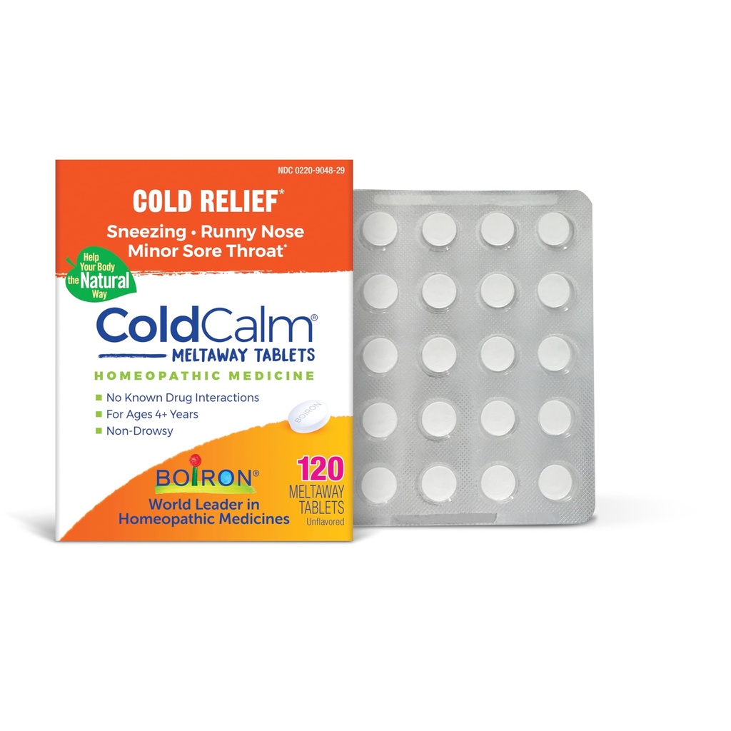 Boiron ColdCalm Tablets for Cold Symptoms of Sneezing, Runny Nose, and Sore Throat - 120 Count