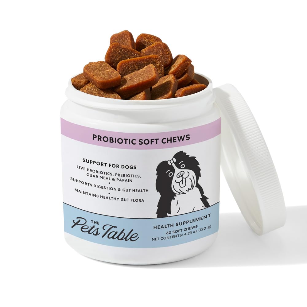 Pets Table Probiotic Soft Chews Duck smaksatt Gut Health Supplement för hundar - Dog Digestive Support, 60 Chews