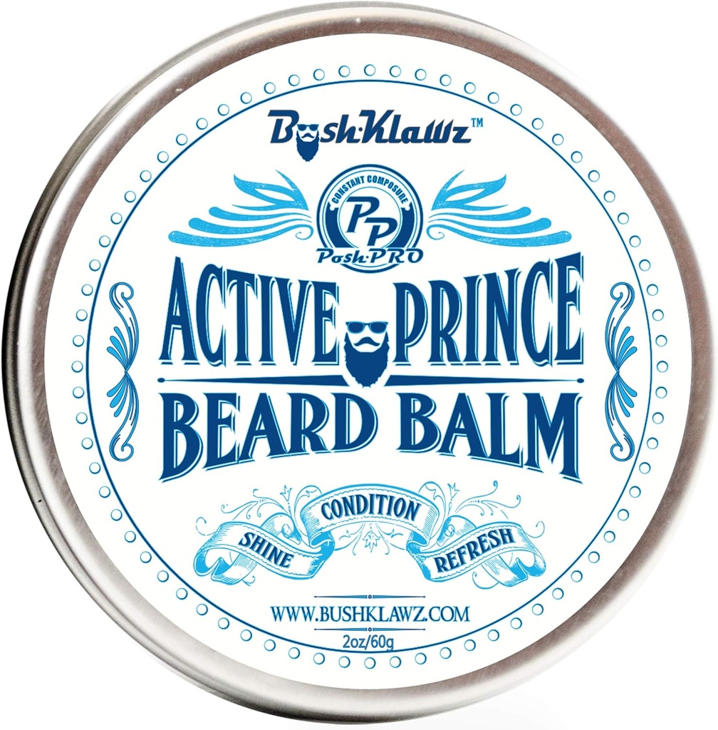 BushKlawz Beard Balm Leave-in Conditioner, 2 oz - Aktiv Prince Scent - Bästa Conditioner för Mäns skägg och gåvor