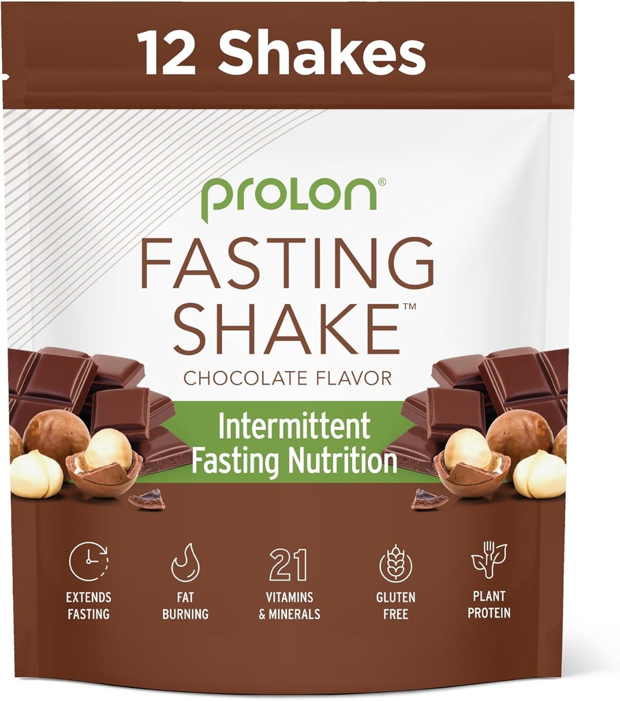 Prolon Intermittent Fasting Drink Mix | Fasting Shake for Intermittent Fasting | Vitaminer, Fiber, Plant Based Protein, Superfoods | Keto, Vegan, Gluten Free, Dairy Free | Chocolate, 12 Packets