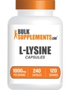 BulkSupplements.com L-Lysine HCl Capsules - Sports Nutrition Supplement, Lysine 1000mg - för Immune Support, Gluten Free, 2 kapslar per portion, 240 greve (Pack of 1)