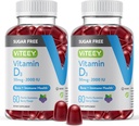 Viteey Vitamin D3 Gummies för vuxna och tonåringar - 2 000 IE, 50mcg - Sugar Free, Bone, Joint & Muscle Health, Immune Boost - Vegetarian, Gelatin Free, GMO Free - Tasty Chewable Berry Flavored Gummy