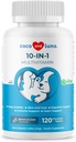 10 i 1 multivitamin för hundar - 120 tuggbara tabletter med glukosamin och chundroitin - fiskolja och vitaminer med Coq10 för hud och hjärthälsa, gut & immunsupport