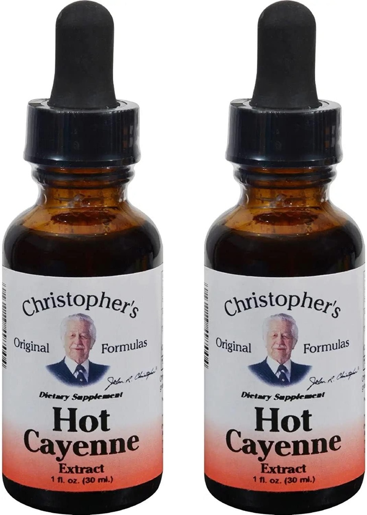 Christophers ursprungliga formler Hot Cayenne Extract, 1 fl oz - Natural Herbal Supplement - Pack med 2