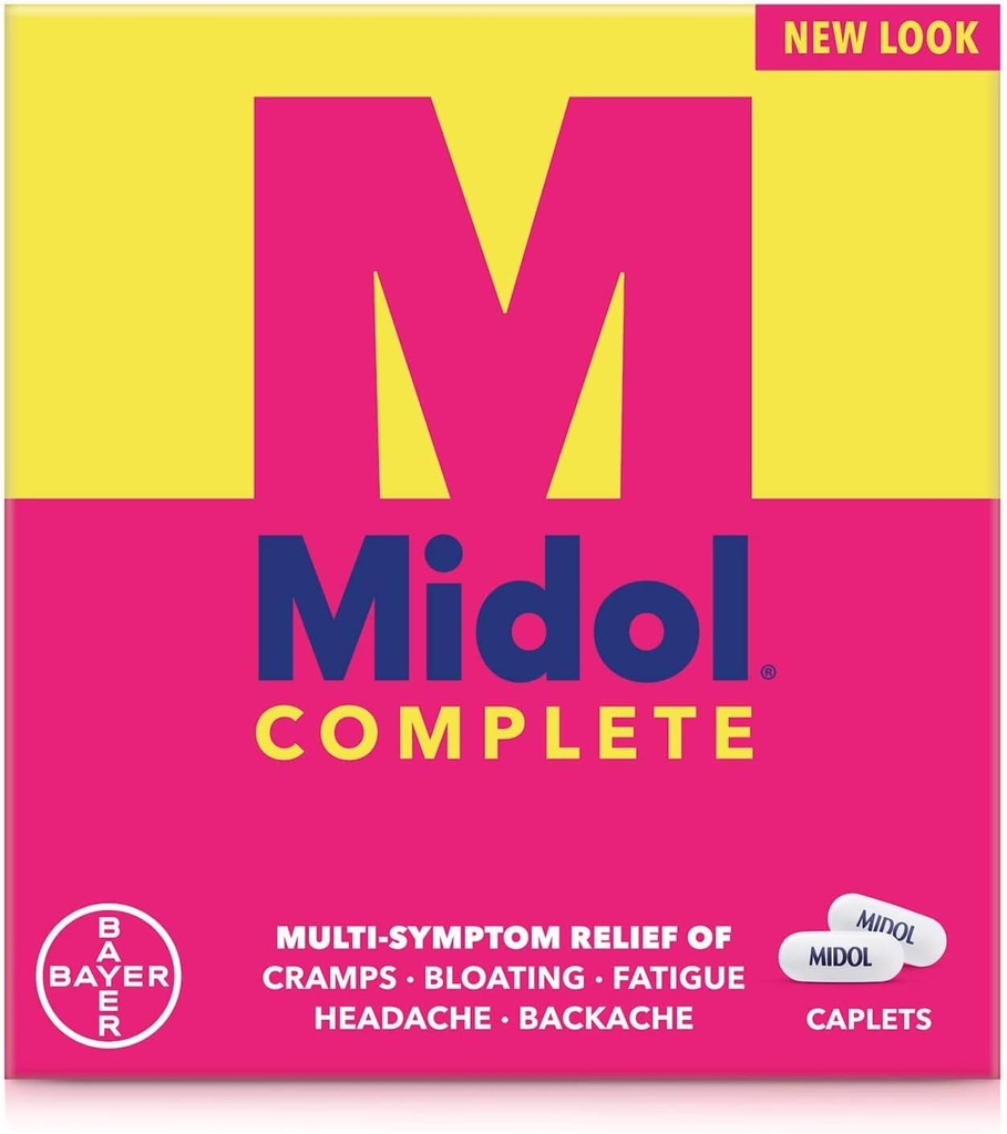 Midol Complete Caplets, 24-Count (Pack of 2), Förpackning kan variera