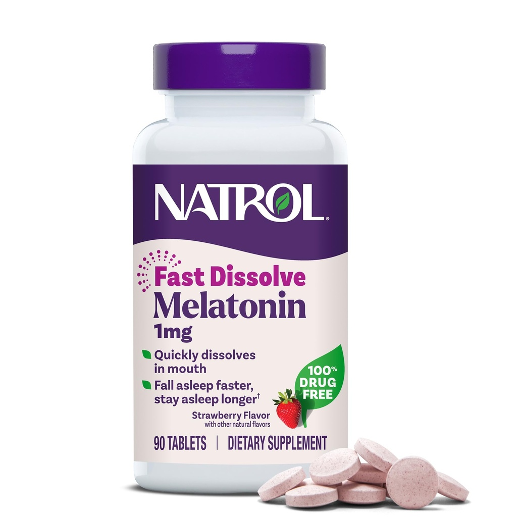 Natrol snabbt lösa Melatonin 1 mg, sömnstöd för vuxna