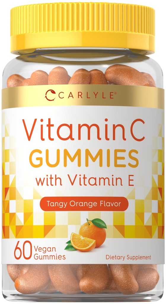 Carlyle Vitamin C Gummies | 60 greve | Orange smak | med vitamin E | Vegan, icke-GMO och Gluten fri tillägg
