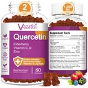 Quercetin Gummies, Quercetin med vitamin C Zinc, Bromelain, Elderberry och Vitamin D, Immune Support Adults Kids, Women Men 120 Gummies Chewable