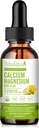 Calcium Magnesium Zink Liquid med vitamin D3, Magnesium Glycinate Plus Vitamin C K2| High Absorption Plant Calcium Supplement för hjärta och ben| Gluten Free, Sugar-Free | 30 Servings | Lemon Flavor