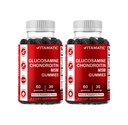 Vitamatic Glucosamine Chondroitin Gummies med MSM & Vitamin E - Gemensamt stöd - 60 Pectin-Based Gummies per flaska - Pack med 2 (Total 120 greve)