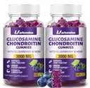 2 Packs 3000MG Glukosamin Chondroitin Gummies med MSM & Elderberry Extra Strength - Gemensamt stöd, Antioxidant Immune Support Supplement för vuxna, Män & Kvinnor - 120 Blueberry Gummies