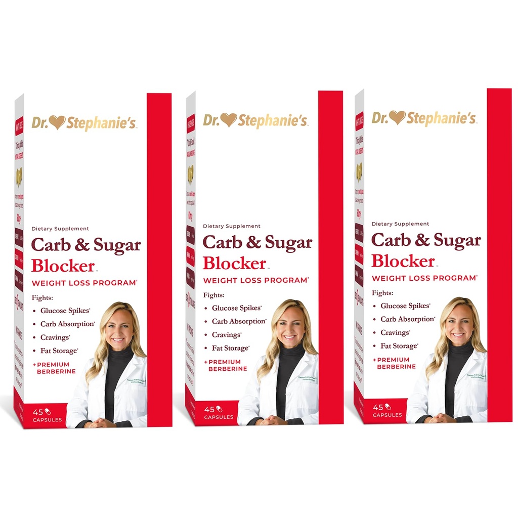 Dr Stephanie's Mealtime Carb & Sugar Blocker - Reduce Digested Carbs, Sugars, & Calories, Stimulant-Free (3 Pack)