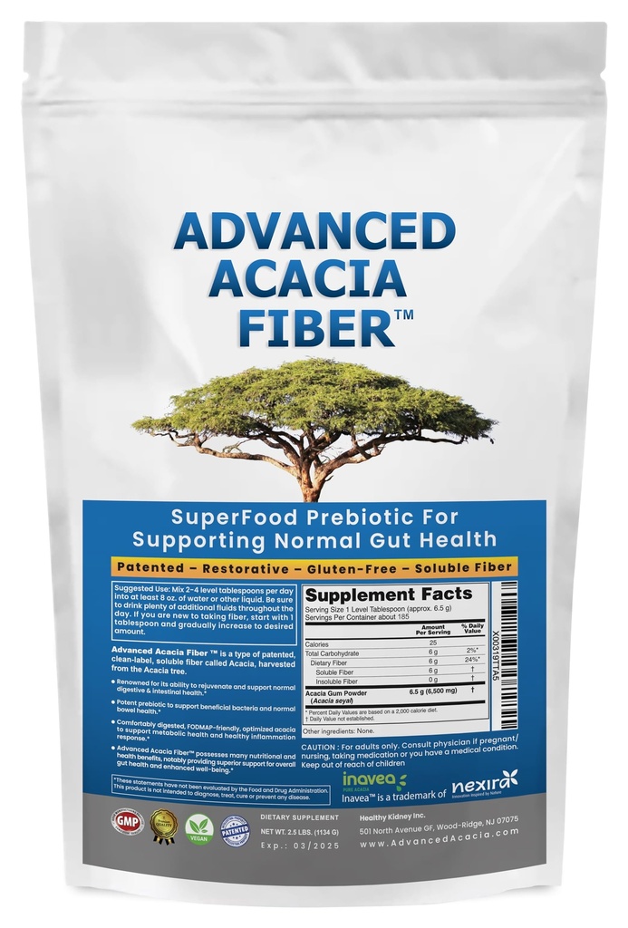 Advanced Acacia Fiber Powder 2,5 Ibs (40oz) Organic Soluble Fiber Leaky Gut Repair Powder. Naturtillskott Prebiotic för Gut Repair