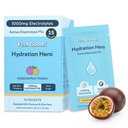 Känna varor Hydration Hero, 1000mg Electrolytes Powder, Sugar Free, Magnesium, Organic Aloe Vera, L Theanine, Vitamin C & B12, Keto, Vegan, Electrolyte Packets, Passion Fruit Punch, 15 Count