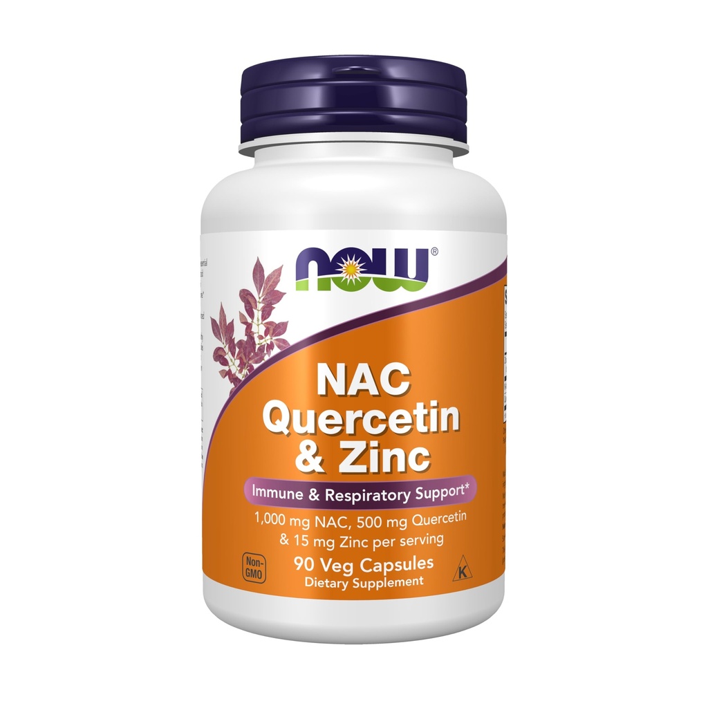 Nu kosttillskott, NAC Quercetin och Zink, immun och andningsstöd *, 1000 mg NAC, 500 mg Quercetin, 15 mg Zink, 90 Veg kapslar
